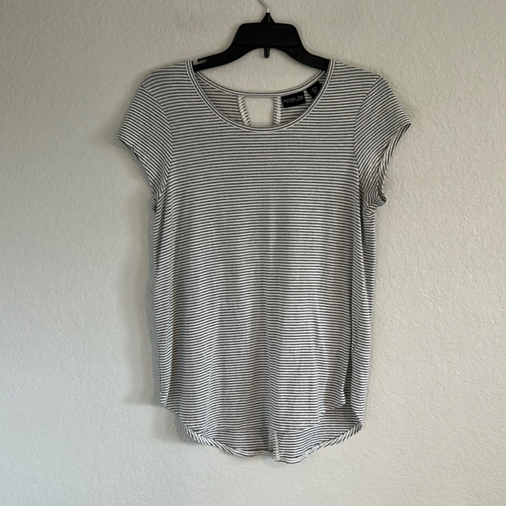 Grey/White Split Back Top